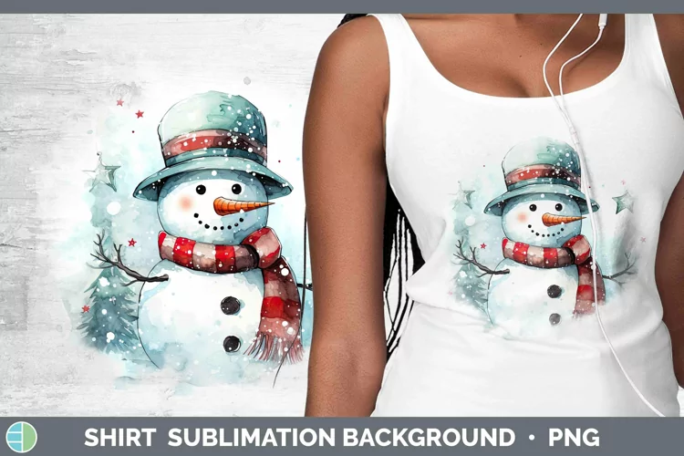 Watercolor Christmas Snowman Shirt Sublimation Sublimation B
