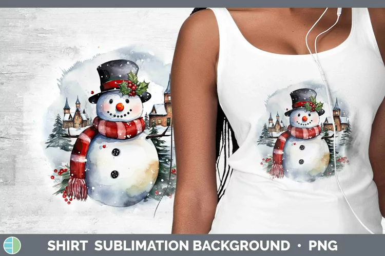 Watercolor Christmas Snowman Shirt Sublimation Sublimation B