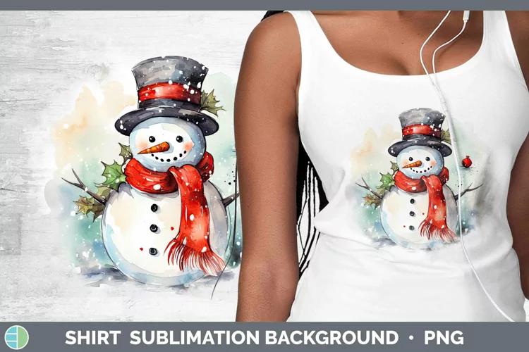 Watercolor Christmas Snowman Shirt Sublimation Sublimation B