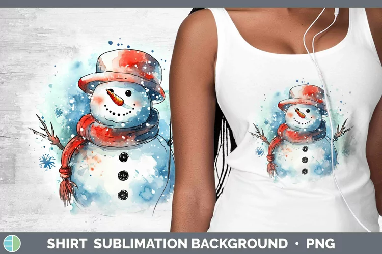 Watercolor Christmas Snowman Shirt Sublimation Sublimation B