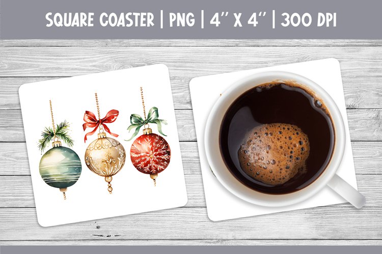 Watercolor Square Coaster Sublimation Design PNG | Ornament