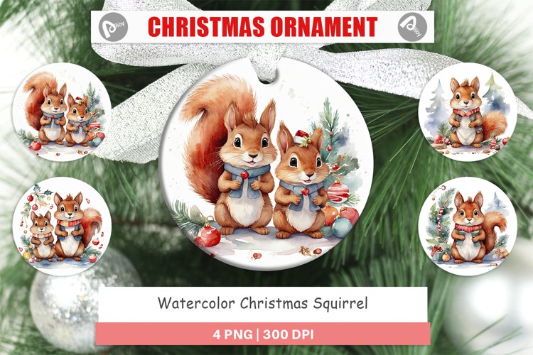 Christmas Ornaments Watercolor Christmas Squirrel