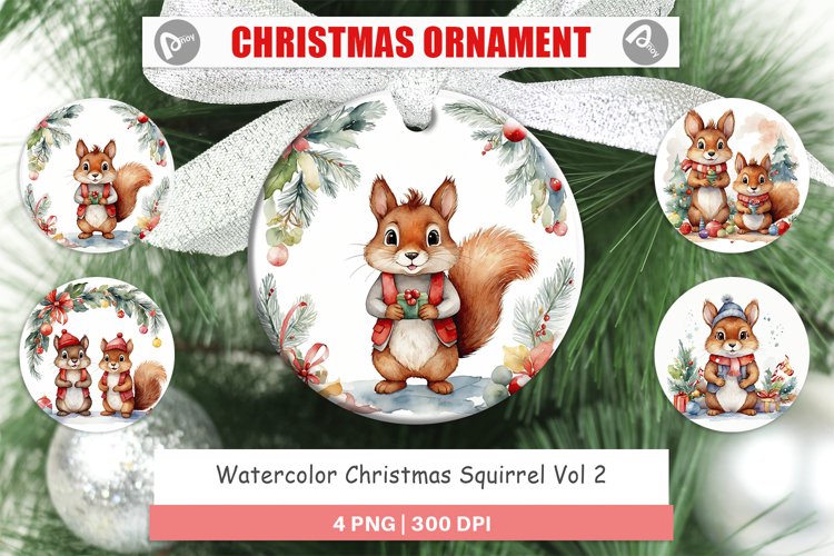 Christmas Ornaments Watercolor Christmas Squirrel
