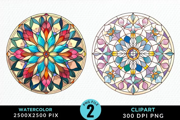 Stained Glass Christmas Illustration Clipart