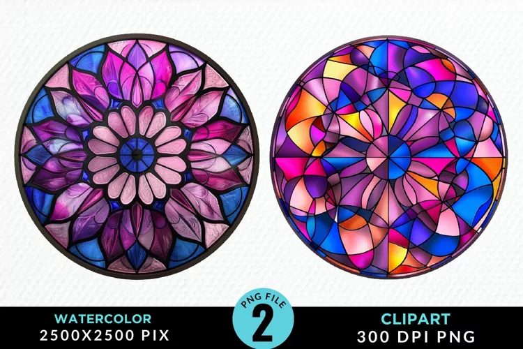 Stained Glass Christmas Illustration Clipart