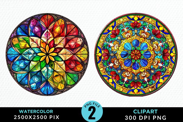 Stained Glass Christmas Illustration Clipart