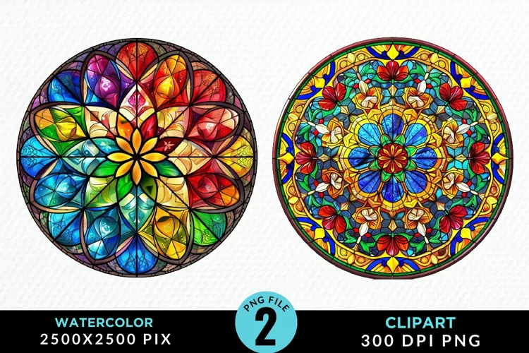 Stained Glass Christmas Illustration Clipart