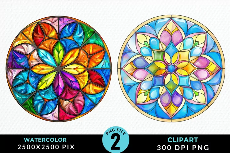 Stained Glass Christmas Illustration Clipart