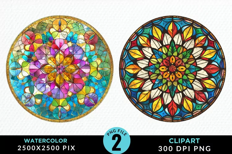 Stained Glass Christmas Illustration Clipart