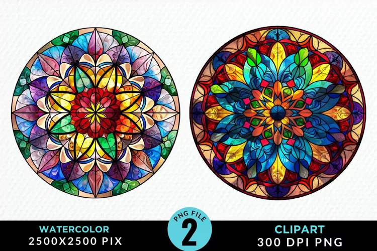 Stained Glass Christmas Graphic Clipart