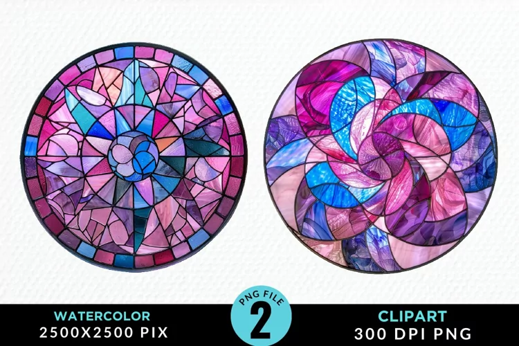 Stained Glass Christmas Illustration Clipart
