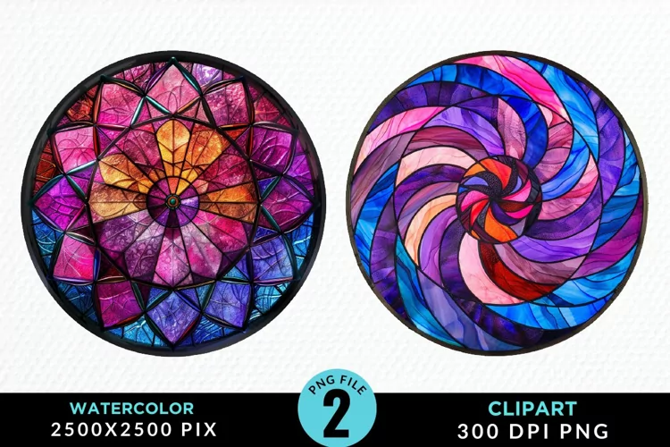 Stained Glass Christmas Illustration Clipart