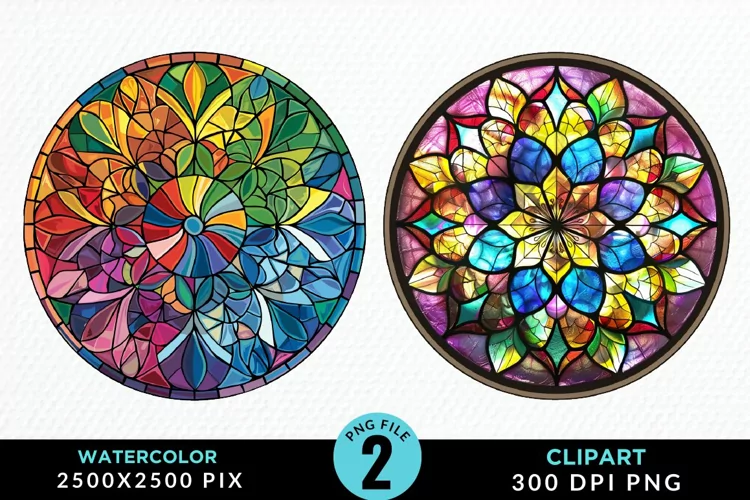 Stained Glass Christmas Illustration Clipart
