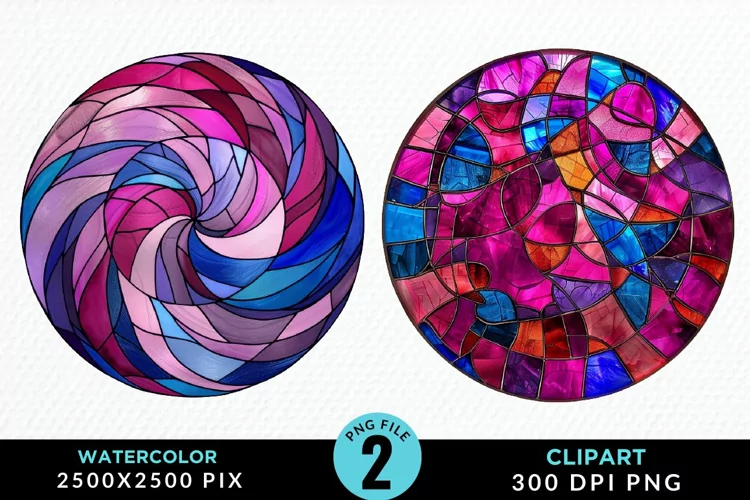 Stained Glass Christmas Illustration Clipart