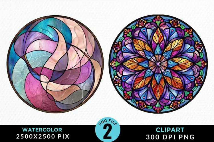 Stained Glass Christmas Graphic Clipart