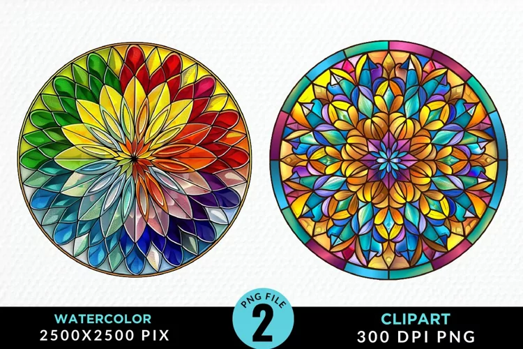 Stained Glass Christmas Illustration Clipart
