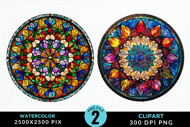 Stained Glass Christmas Illustration Clipart