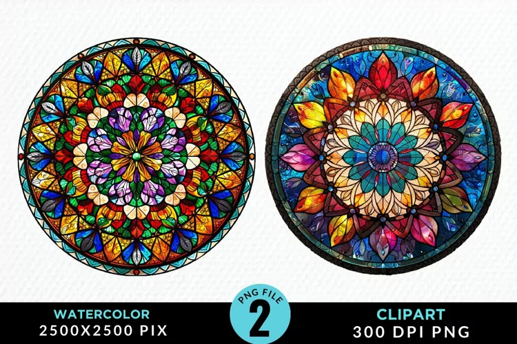 Stained Glass Christmas Illustration Clipart
