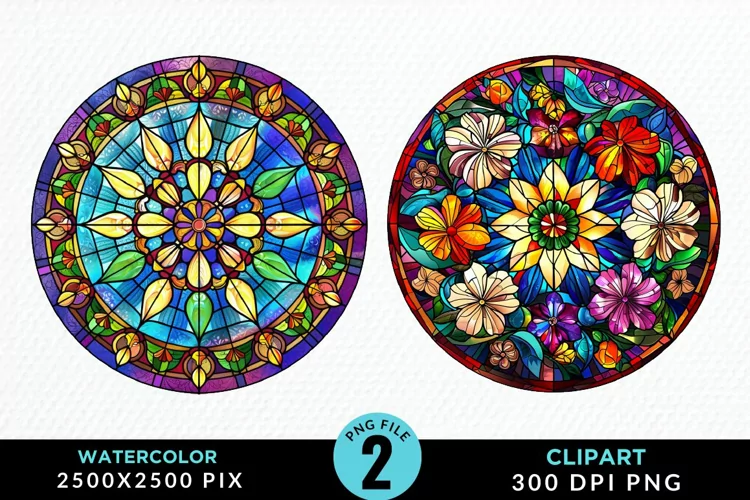 Stained Glass Christmas Illustration Clipart