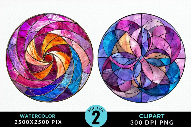 Stained Glass Christmas Illustration Clipart