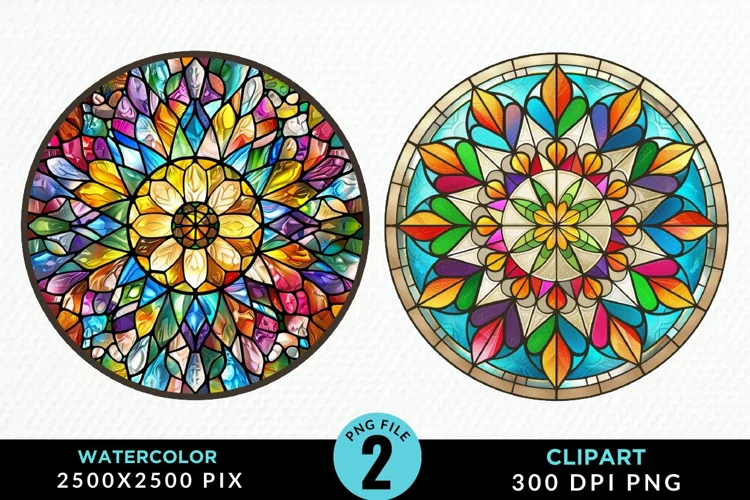 Stained Glass Christmas Graphic Clipart