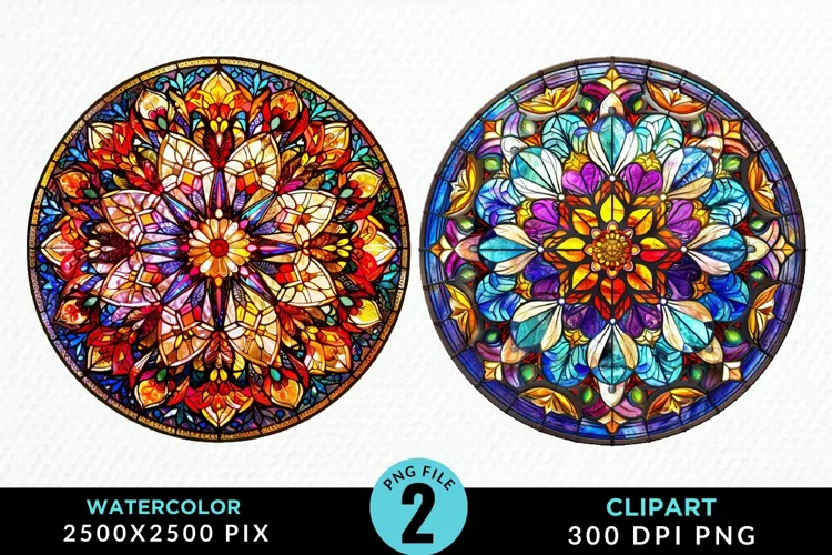 Stained Glass Christmas Illustration Clipart