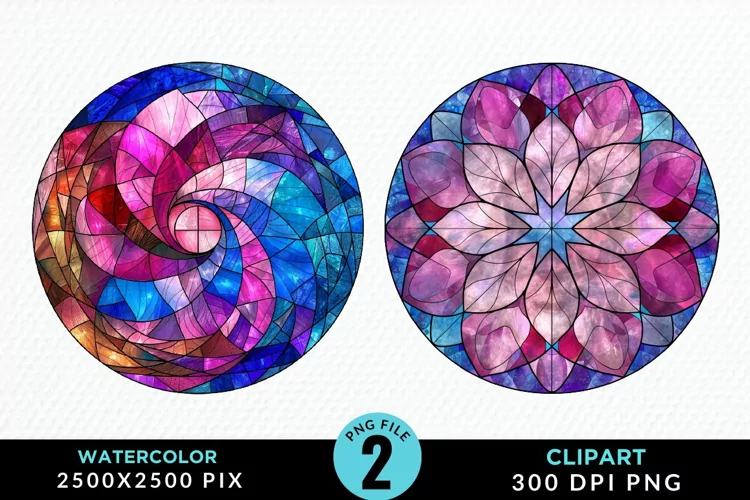 Stained Glass Christmas Illustration Clipart