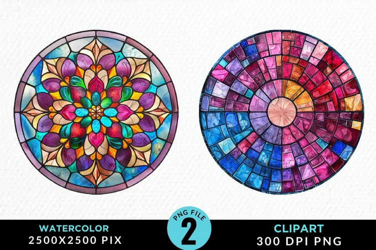 Stained Glass Christmas Graphic Clipart