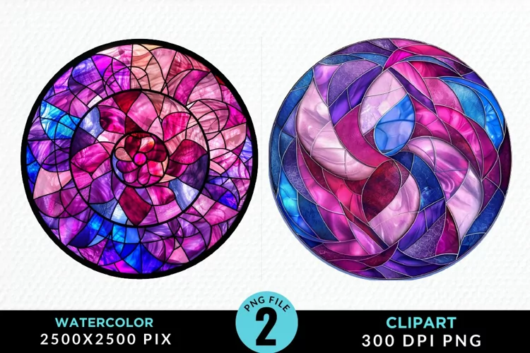 Stained Glass Christmas Illustration Clipart