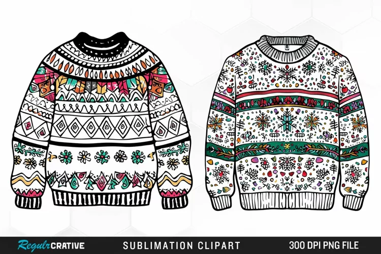 Watercolor Christmas Sweater Art Clipart