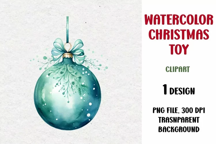 Watercolor Christmas Toy Clipart, Sublimation Design