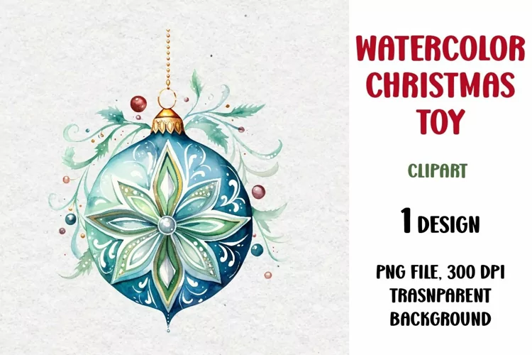 Watercolor Christmas Toy Clipart, Sublimation Design