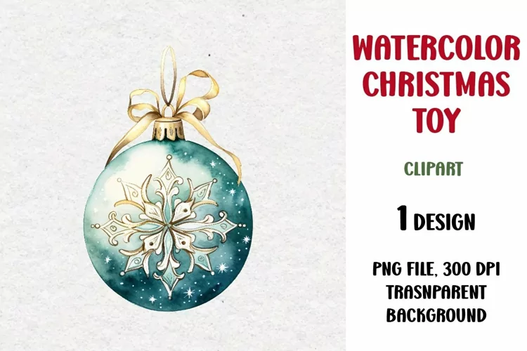 Watercolor Christmas Toy Clipart, Sublimation Design