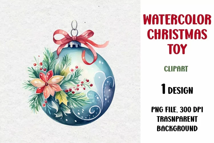 Watercolor Christmas Toy Clipart, Sublimation Design