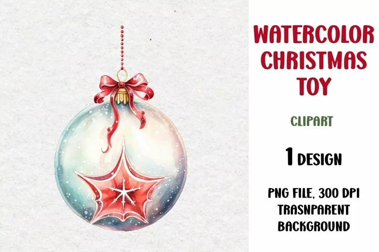 Watercolor Christmas Toy Clipart, Sublimation Design