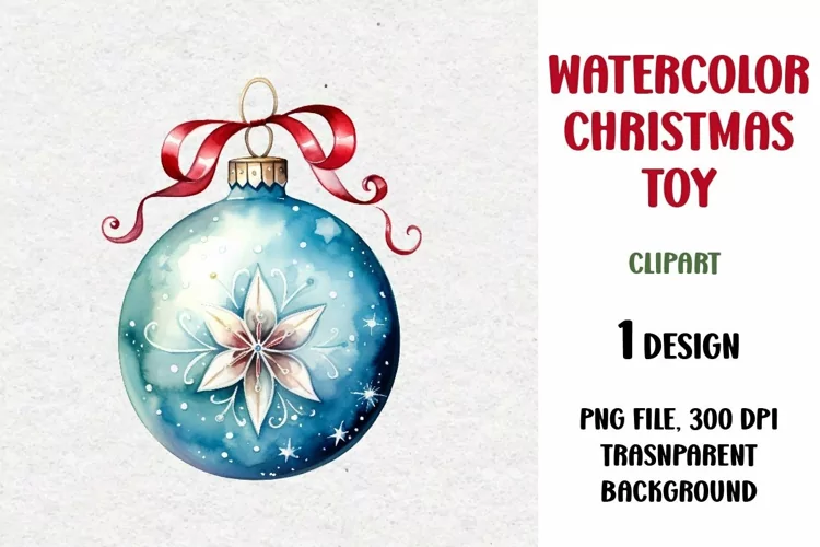 Watercolor Christmas Toy Clipart, Sublimation Design