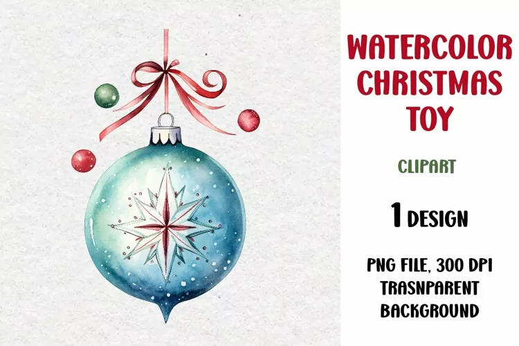 Watercolor Christmas Toy Clipart, Sublimation Design