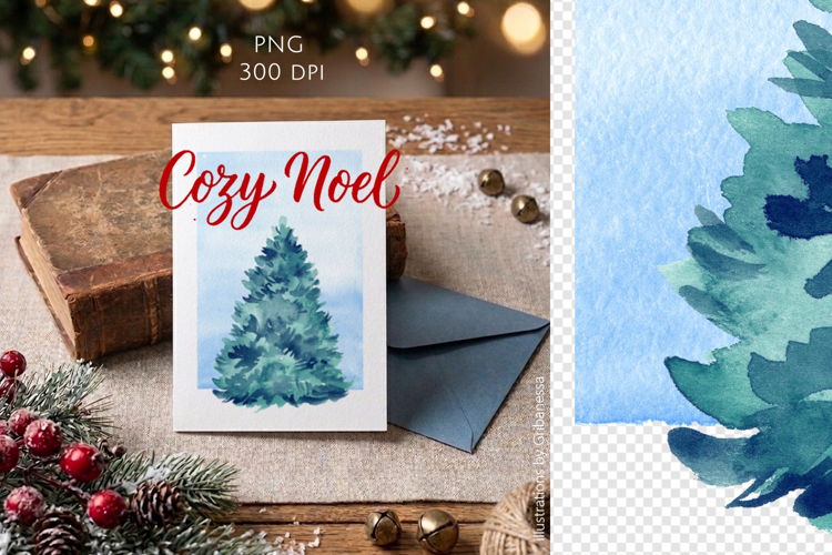 Watercolor Christmas Tree Illustration PNG
