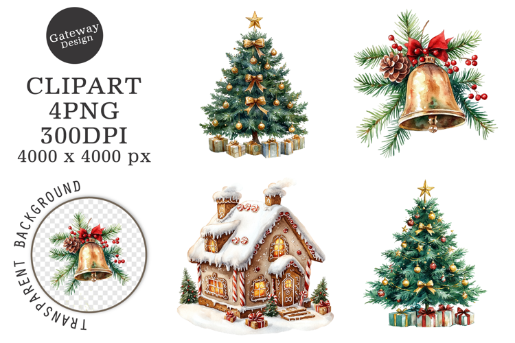 Watercolor Christmas Tree Clipart