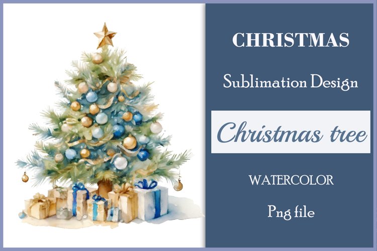 Christmas Tree Sublimation Watercolor Clipart / Png file