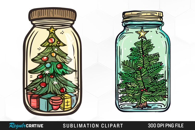 Watercolor Christmas Tree In A Jar Exquisite Clipart