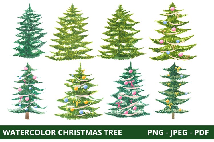 Watercolor Christmas tree example image 1