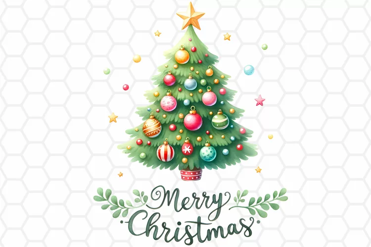 Watercolor Christmas Tree Clipart, Sublimation PNG