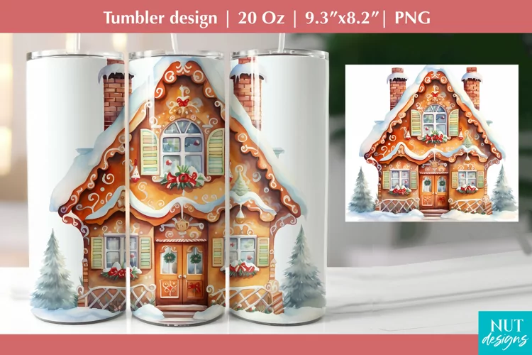 Ginger Bread Christmas tumbler sublimation, Tumbler 20oz