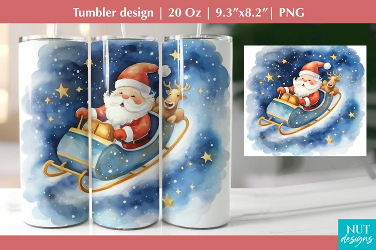 Cute Santa Christmas tumbler sublimation, Tumbler 20oz