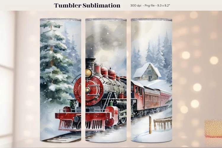 Watercolor Christmas Tumbler Wrap | Winter Tumbler Wrap