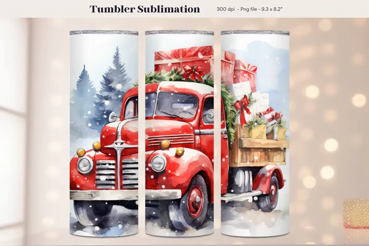 Watercolor Christmas Tumbler Wrap | Winter Tumbler Wrap