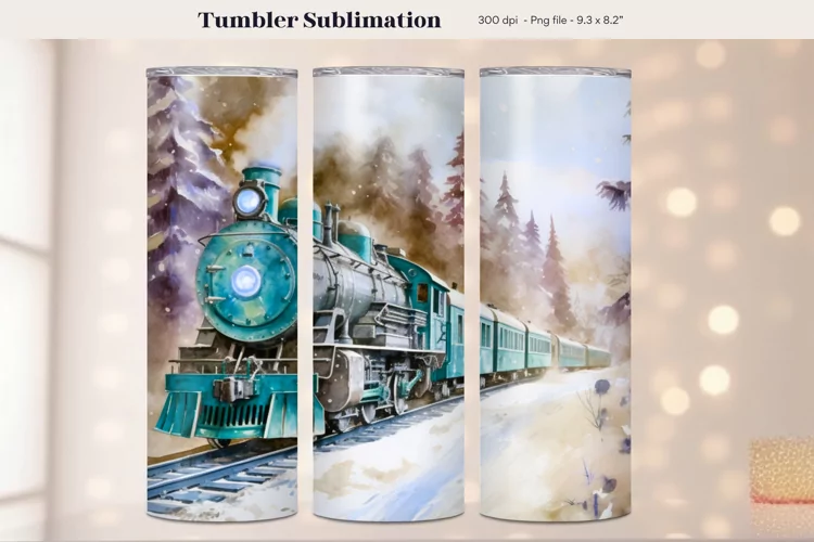 Watercolor Christmas Tumbler Wrap | Winter Tumbler Wrap