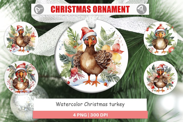 Christmas Ornaments Watercolor Christmas turkey