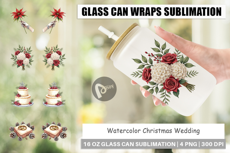 Christmas Wedding Glass Can